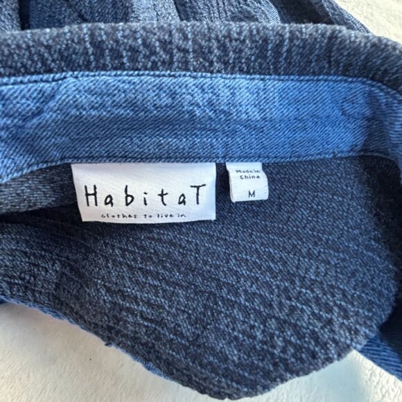 Habitat Womens Blue Textured Button Down Shirt Medium Long Sleeve Lightweight - Picture 3 of 9